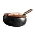 thumbnail image 2 of yotijay 9.45inch Wok en Handle No Coating Chinese Wok for Kitchen Camping Home Wooden Lid, 2 of 9