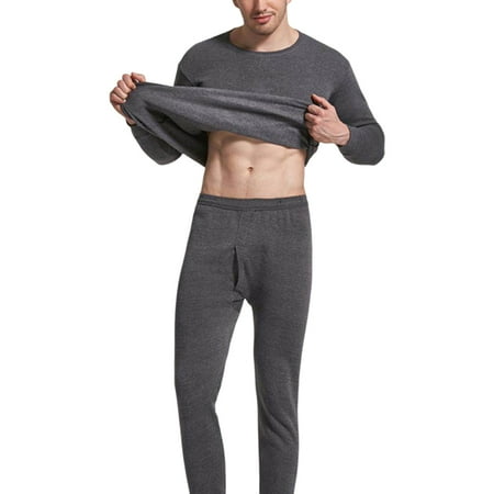 

Man Thermal Underwear Thicken Velvet Inner Long Sleeve Autumn Winter School Outdoor Inner Wear Tops Bottom Suit for Male Dark Gray L