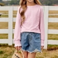 thumbnail image 6 of Efsteb Girls Long Sleeve Shirts Round Neck Cuffs Shrink Long Sleeved Pullover Top Casual Comfy Cute Tops Solid Color Loose Fashion Blouses (Pink,5 Years), 6 of 9