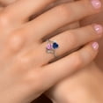 thumbnail image 4 of Gem Stone King 1.63 Cttw Blue Created Sapphire Pink Moissanite and White Lab Grown Diamond Ring for Women | 925 Sterling Silver | Heart Shape 6MM | Wedding Engagement Anniversary Ring | Size 7, 4 of 6
