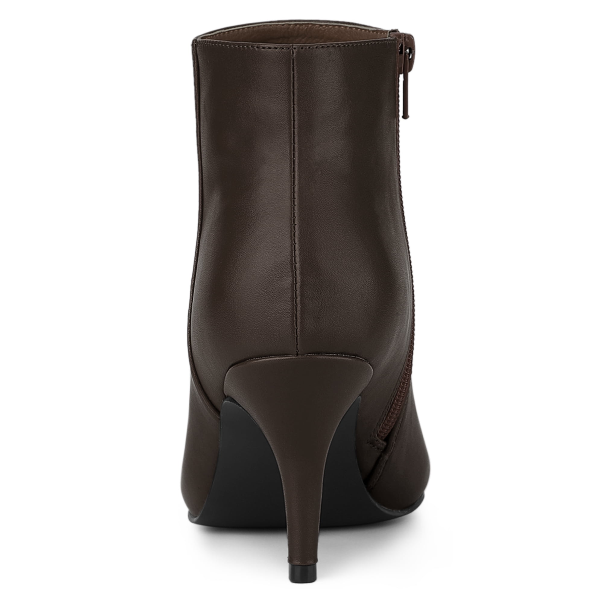 DARING DIVA Women's Pointed Toe Zipper Stiletto Heel Ankle Wrap Boots Coffee 10