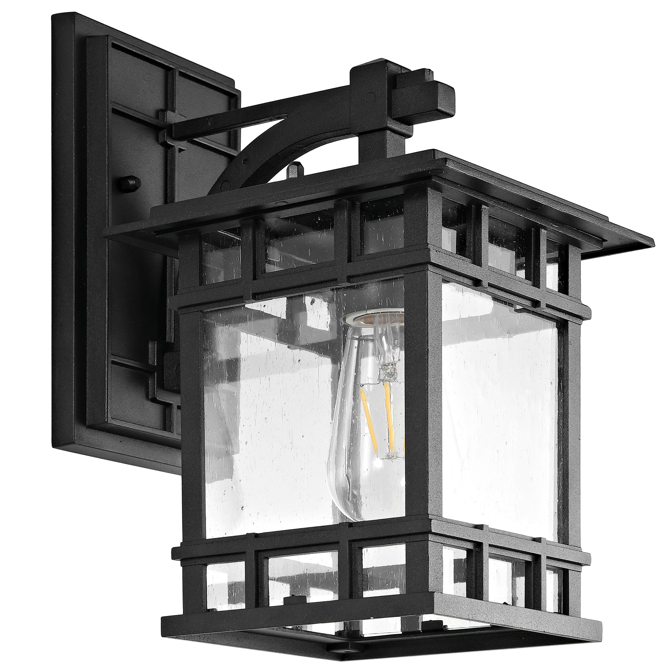 SAFAVIEH Grayter LED Black Aluminium Outdoor Wall Sconce with Clear Glass Shade