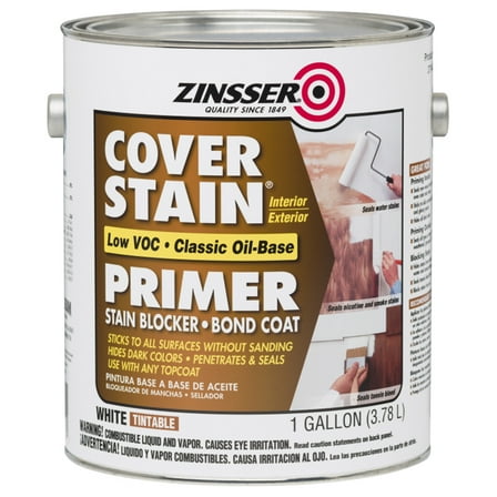 4-Pack of 1 gal Zinsser 271448 White Cover-Stain Oil-Based Stain Block Primer (SCAQMD)