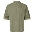 thumbnail image 4 of T Shirts for Boys Boys Henley Loose Fit Short Sleeve Shirt Solid Mandarin Collar Lightweight Casual Top Kids Army Green 4 Years-5 Years, 4 of 5