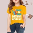 thumbnail image 2 of XUELUO Boys Shirts & Tops Kids Summer Back To School Letter Print Round Neck Short Sleeve Elastic Casual Comfortable Tops Tee Shirts Daily-Wear,Yellow,5-6 Years, 2 of 7