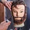 thumbnail image 2 of HAIREALM Male Mannequin Head With 100% Human Hair Practice Hairdresser Cosmetology Training Doll Head for Hair Styling (Table Clamp Stand Included) HF0408S WITH-BEARD, 2 of 8