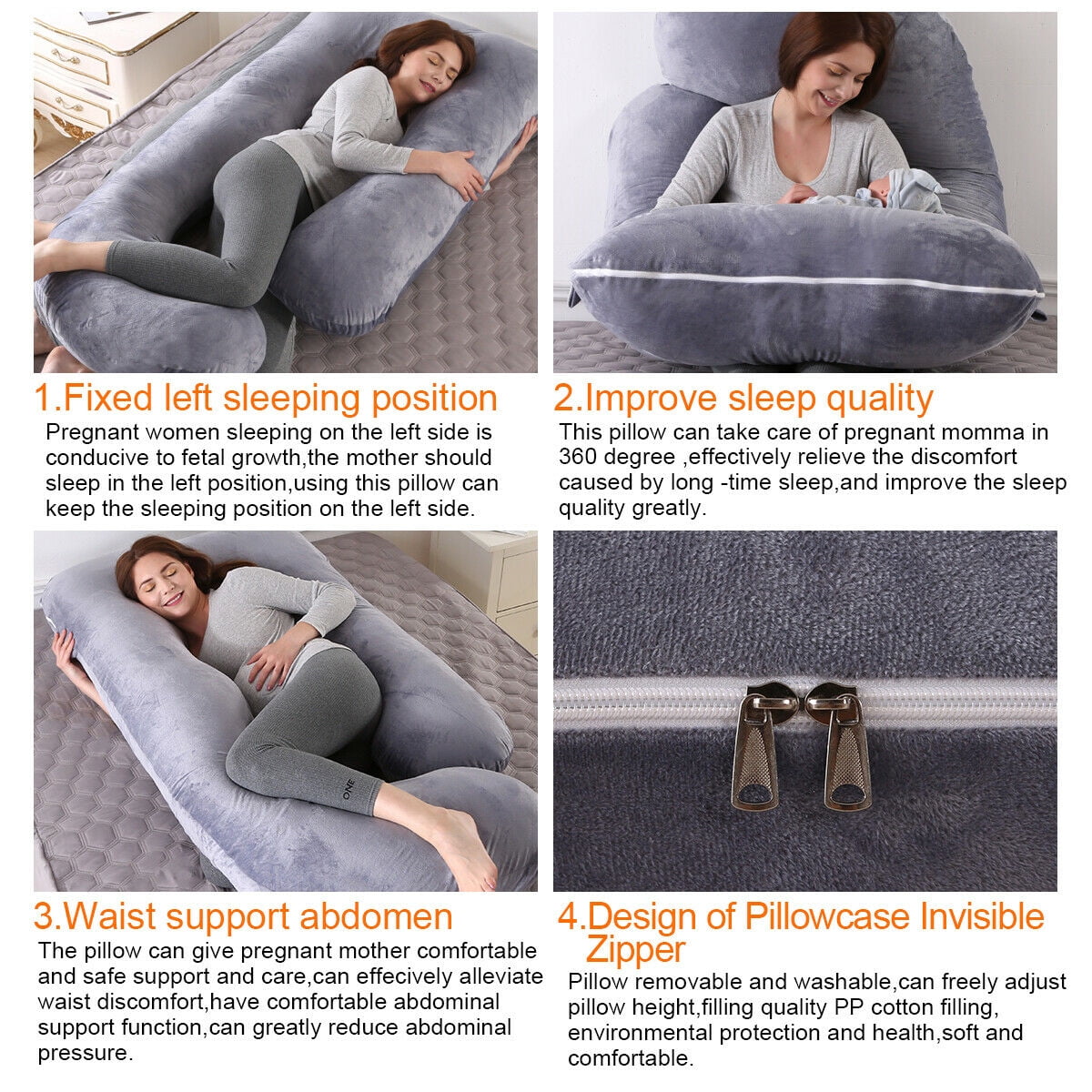 Details about   J Shape Comfort Pregnancy Pillow Maternity Belly Contoured Body 70*145cm USA 