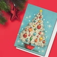 thumbnail image 4 of Decorated Tree Vintage Retro Christmas Greeting Cards | 10 Pack Bulk Set (4x6), 4 of 6