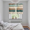 thumbnail image 5 of Farmhouse Teal Brown Kitchen Curtains Small Short 39 Inch Length, Retro Ombre Wooden Grommet Top Bedroom Living Room Curtains, Light Filtering Cafe Curtain Drapes 2 Panels Set 55''x39'', 5 of 9