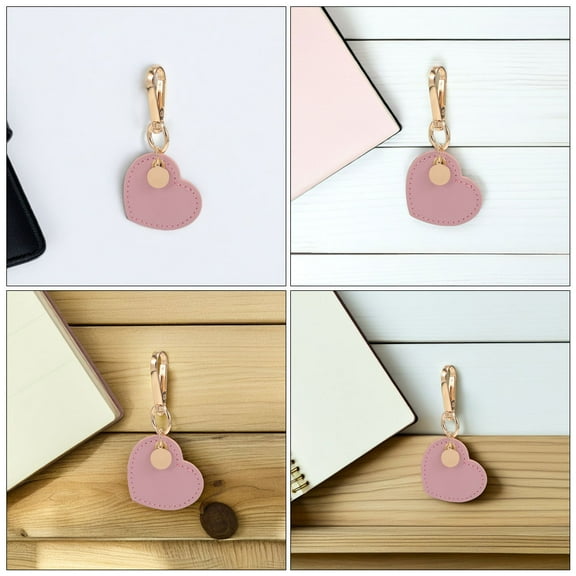 DEMACRIO Girls Keyring Shaped Car Key Holder Pu Leather Zinc Alloy Travel Daily Use 2Pcs 3.5x1.8x0.4in