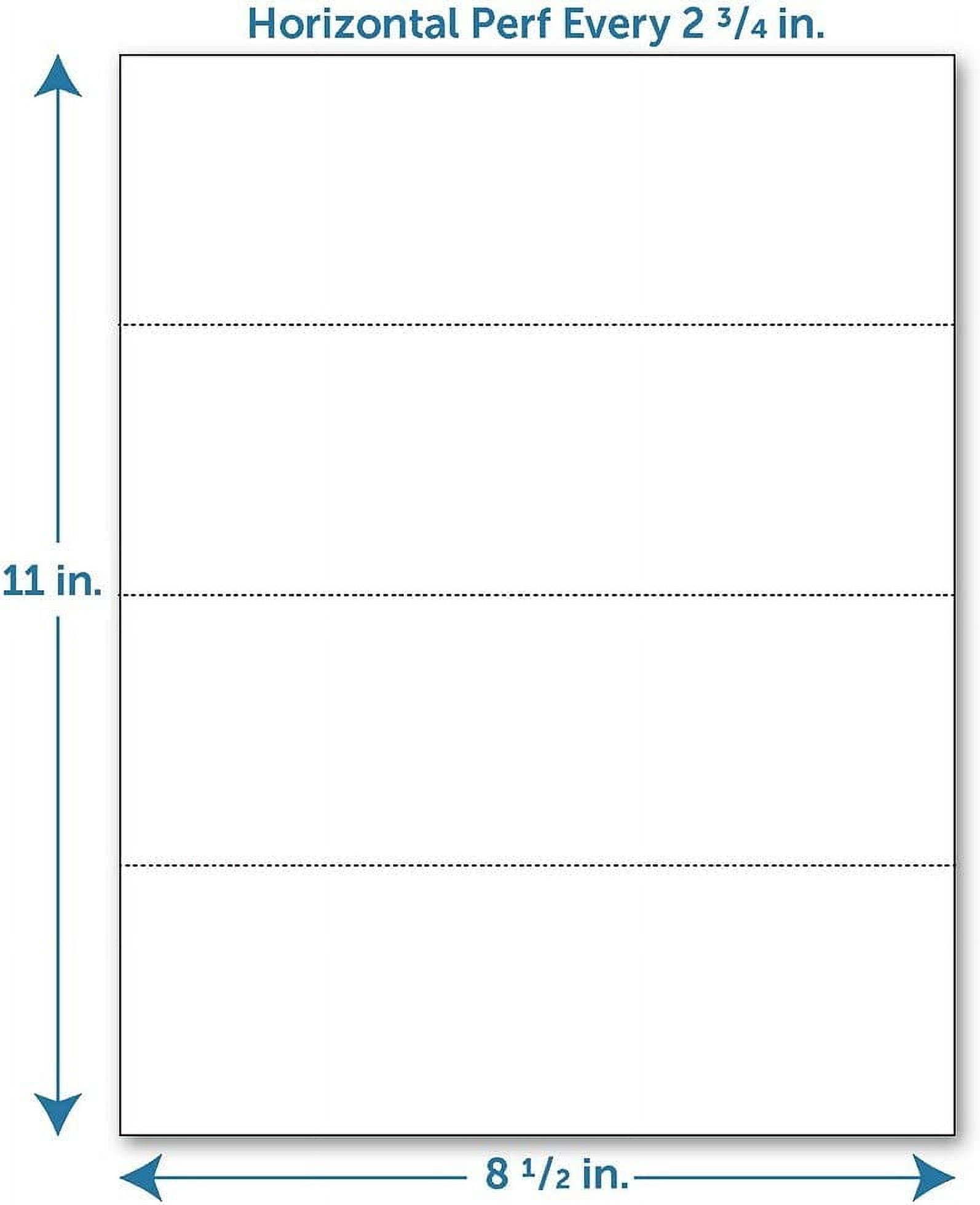 Perforated Paper, Perforated Every 2 3/4", Horizontal on White 20# Letter Size Copy Paper (Ream of 500)
