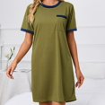 thumbnail image 4 of Dyegold Sundresses for Women Casual Beach - Sun Dresses Women Summer Casual Round Neck Short Sleeve Solid Color Loose Midi Sundress ​Plus Size Tshirt ​Party ​Dress, 4 of 6