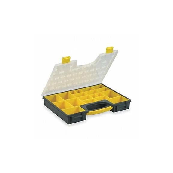 Westward Compartment Box,Black/Yellow,2 7/16 in 2HFT1