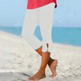thumbnail image 2 of HKYNLAG Capri Leggings for Women Casual Summer Capri Pants High Waisted Soft Yoga Pants Plus Size Compression Workout Cropped Pants White M, 2 of 4