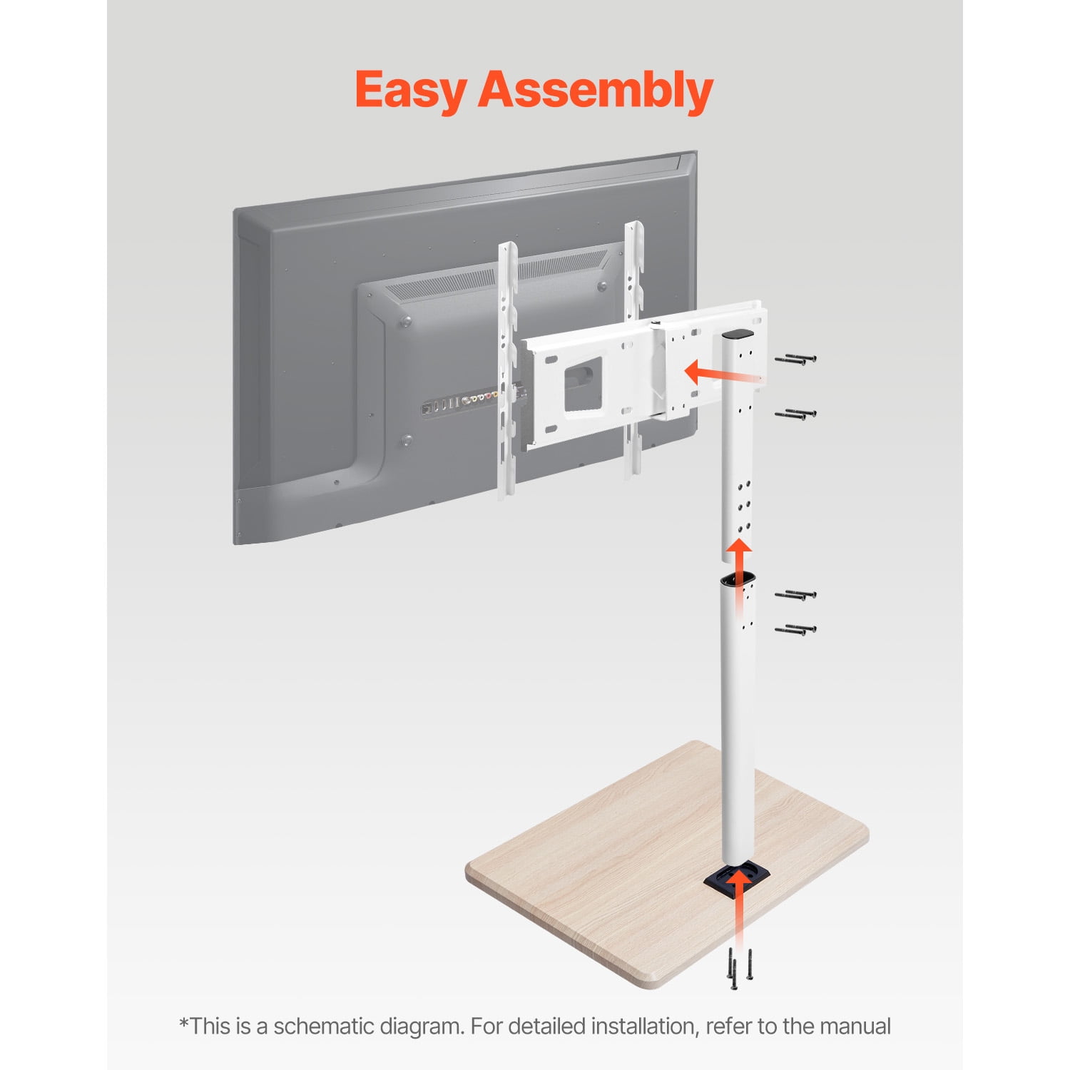 KFFKFF Television Stand with Wheels, TV Base for 32-70 Inches, 25° Swivel and Adjustable Height TV Mount on Casters, Supports up to 99 lbs for Corners, Bedrooms