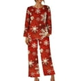 thumbnail image 6 of asdoklhq Fleece Pajamas Women Ladies' Christmas Printed Casual Top Pants Pajama Set Red M, 6 of 6