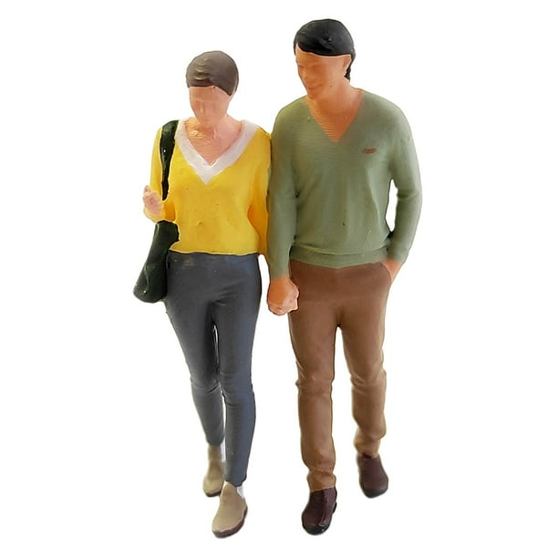 1/64 Mini Pareja Pequeña PVC Personas Construcción Diorama Modelo Niños Juguete Grupo Amarillo