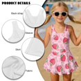 thumbnail image 4 of FOR U DESIGNS Girls One Piece Swimsuit with Skirt Sleeveless Summer Swimwear Skirted Bathing Suit for Kids 3-13 Years, Strawberry Pink, 4 of 7