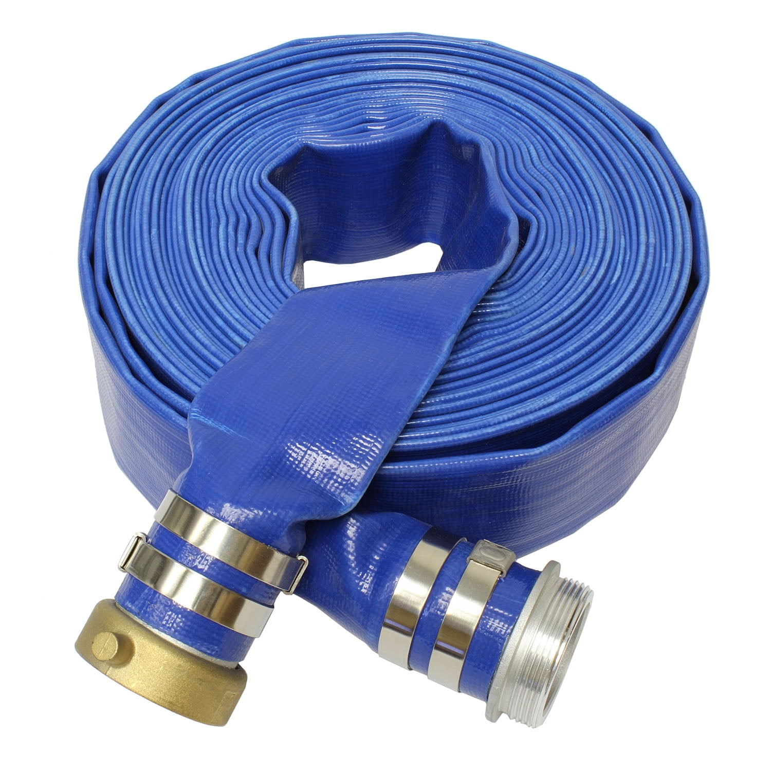 BISupply Lay Flat Hose 2 x50 Flat Discharge Hose Aluminum Pin Lug 