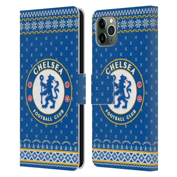 Head Case Designs Officially Licensed Chelsea Football Club Christmas Jumper Pattern 3 Leather Book Wallet Case Cover Compatible with Apple iPhone 11 Pro Max