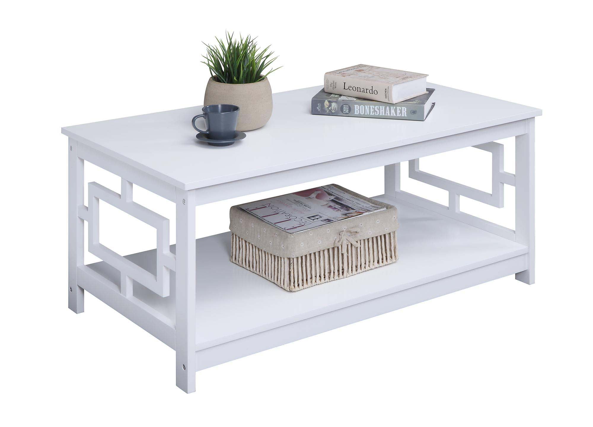 Convenience Concepts Town Square Coffee Table with Shelf, White