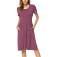 thumbnail image 4 of JuneFish Women's Summer Casual Short Sleeve Dressy Dresses Empire Waist Knee Length Dress with Pockets, 4 of 9