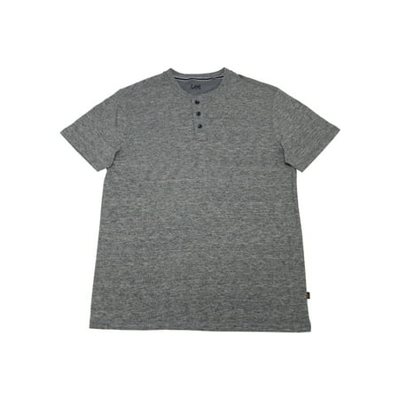 Lee Mens Size Medium Short Sleeve Premium Henley T-Shirt, Grey