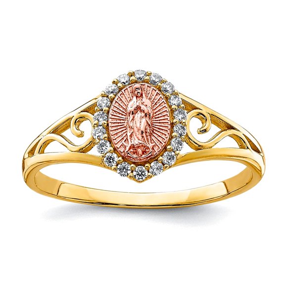 10k Solid Gold Two-tone Cubic Zirconia Guadalupe Ring Ring for Women