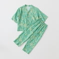 thumbnail image 5 of SGFCWSX Girls Clothing Sets Graphic Print Half Sleeve Wide Leg Pants 2 Piece Casual Outfit for Kids Green Size 11-12 Years, 5 of 6