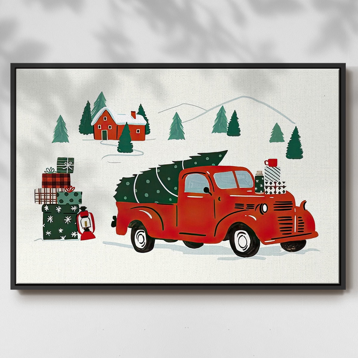 Going to Grandmas Collection A - Framed Gallery Wrapped Holiday Canvas - 27 x 41 - Black Frame