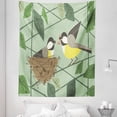 thumbnail image 1 of Birds Nest Tapestry, Funny Couple Feeding Each Other with a Worm Botanical Branches, Fabric Wall Hanging Decor for Bedroom Living Room Dorm, 5 Sizes, Pale Green and Multicolor, by Ambesonne, 1 of 1