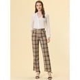 thumbnail image 3 of INSPIRE CHIC Pantalones a cuadros casuales para mujer, bolsillos, pierna recta, trabajo, oficina, pantalones caqui negro S, 3 of 5
