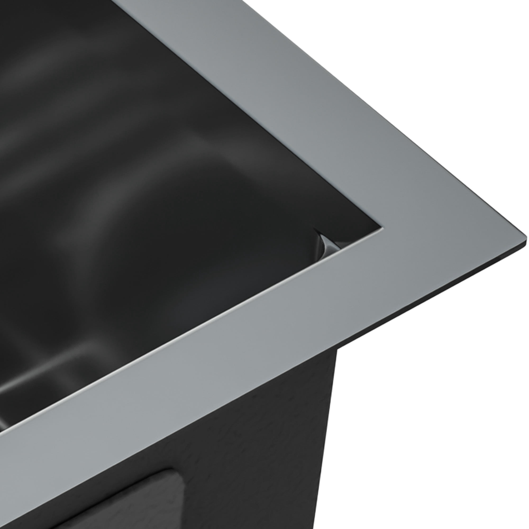 Uforic Drop-in Gunmetal Black Kitchen Sink Workstation with Cutting Board & Accessories, 15x15x9 in