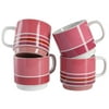 Gap Home Color Stripes 14.8-Ounce Stackable Pink Stoneware Mug, Set of 4