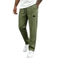 thumbnail image 2 of Mens Athletic Pants Breathable Slim Fit Drawstring Waist Stretch Casual Trousers Straight Leg Active Jogger Pants Army Green L, 2 of 7