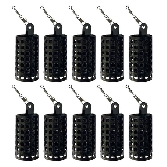 10pcs Fishing Bait Feeder Cages Holder Metal Lure Container Basket (30g)