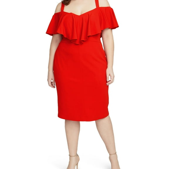 Rachel Roy Womens Cold Shoulder Sheath Dress, Red, Plus Size, 22W
