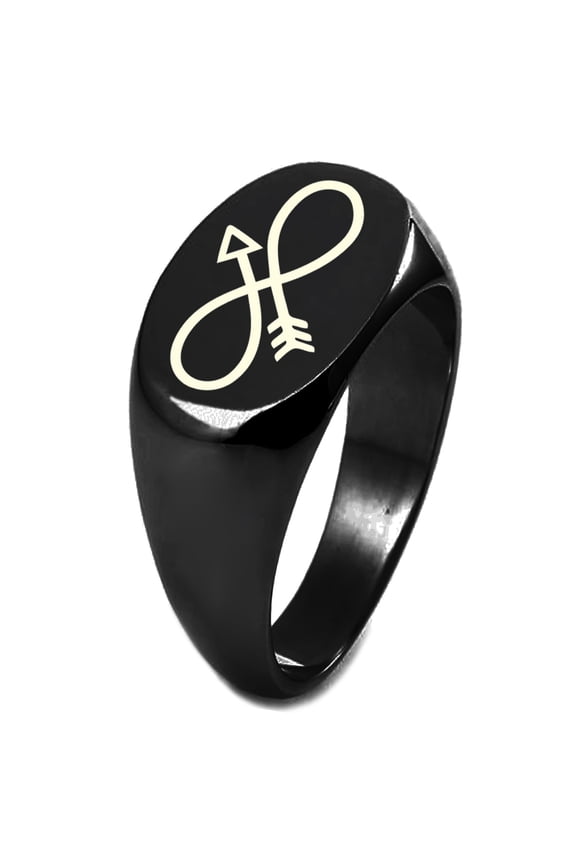 Sterling Silver Infinity Arrow Engraved Oval Flat Top Polished Ring