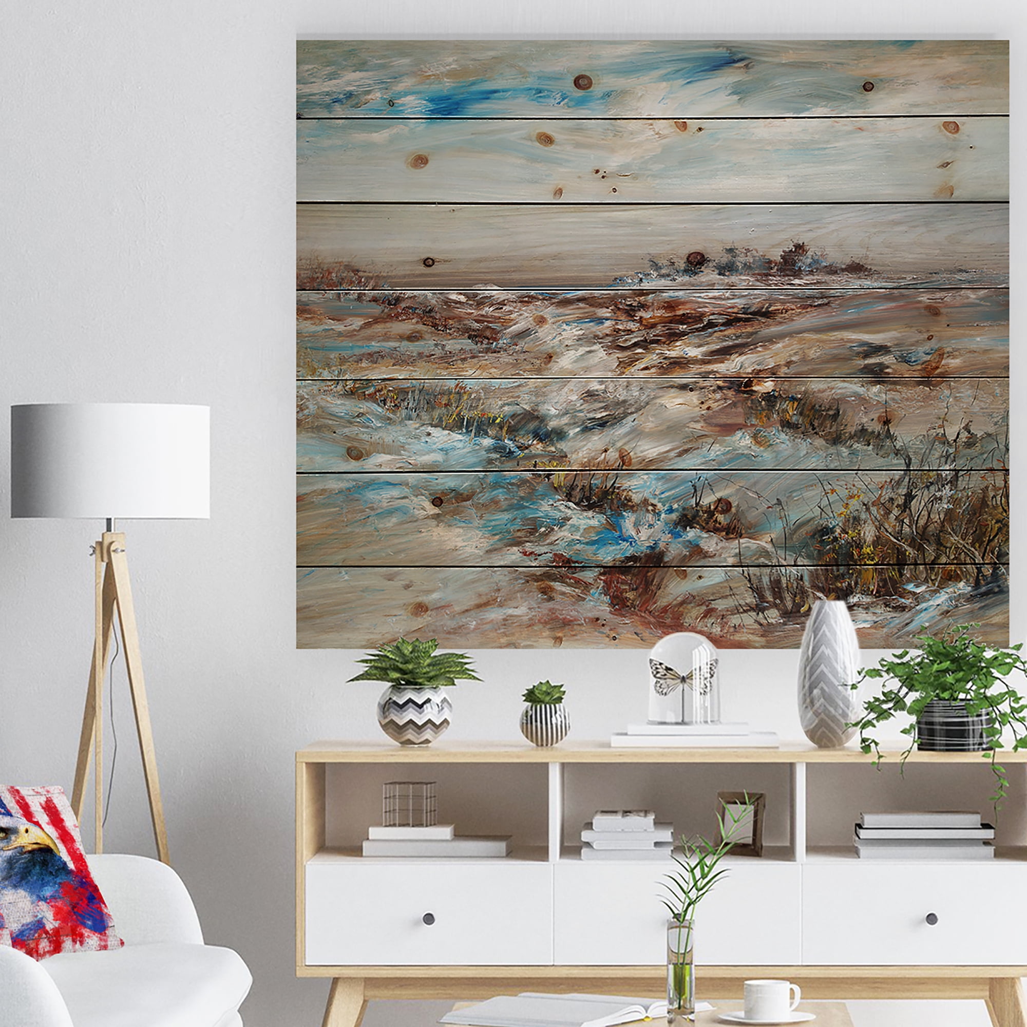 Designart 'Beautiful Farm House Iceland' Landscape Print on Natural Pine Wood