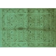 thumbnail image 1 of Ahgly Company Machine Washable Indoor Rectangle Oriental Turquoise Blue Industrial Area Rugs, 7' x 9', 1 of 4
