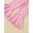 thumbnail image 6 of Toddler Baby Girls Birthday Outfits Sweet Three/Four/Fiove Sweet Romper Shirts Doughnut Flared Pants Headband Set, 6 of 7