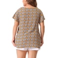 thumbnail image 4 of DARING DIVA Women's Plus Short Sleeve V Neck Floral Print Casual Blouse 4X Brown, 4 of 6