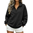 thumbnail image 3 of Women Sweatshirt Sevevn Quarter Zip Stand Collar Oversized Fit Soft Fleece Fabric Drop Shoulder Long Sleeve Pullover Top For Daily Casual Lounging Outdoor Wear, 3 of 8