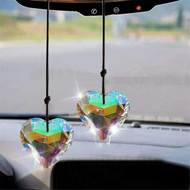 KSCD Pendentif en cristal suspendu KSCD Pendentif attrape-soleil en cristal  de coeur en verre transparent pour fenêtre, décoration de voiture 