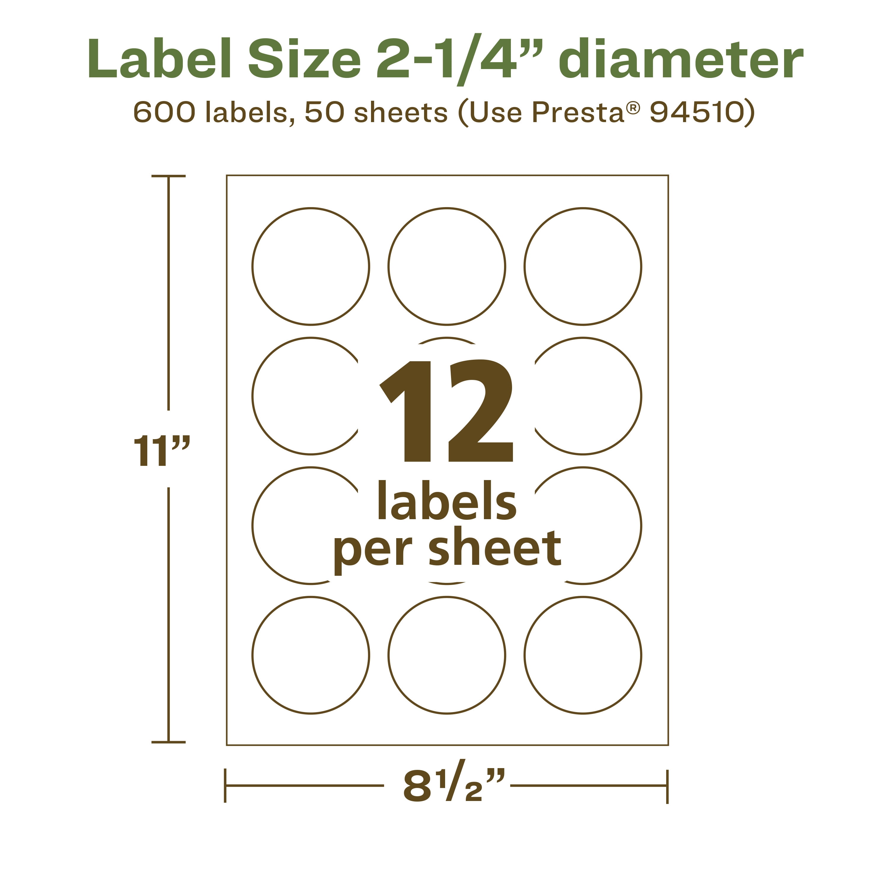 Avery EcoFriendly Round Labels, 2-1/4" Diameter, 600ct