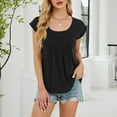 thumbnail image 2 of JGGSPWM Womens Short Sleeve Summer Scoop Neck Pleated Front Casual Tees Tops T Shirts Black S, 2 of 8