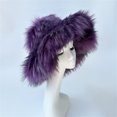 thumbnail image 1 of Sombreros de cubo de piel sintética esponjosa para mujer, sombrero de pescador peludo de Panamá, sombrero de invierno de felpa gruesa y cálida, moda de lujo, y2k, 1 of 5