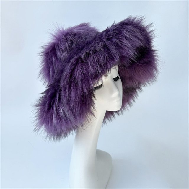 Sombreros de cubo de piel sintética esponjosa para mujer, sombrero de pescador peludo de Panamá, sombrero de invierno de felpa gruesa y cálida, moda de lujo, y2k