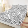 thumbnail image 4 of jejeloiu Elegant Damask King Sheets For Men Women,Floral Pattern Bedding,Black White,4 Pieces,1 Flat Sheet, 1 Fitted Sheet and 2 Pillowcases, 4 of 6