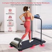 Foldable Walking Pad Treadmill with Handles, 3.0HP Compact Portable Running Machine for Home Fitness, 350LBS Capacity